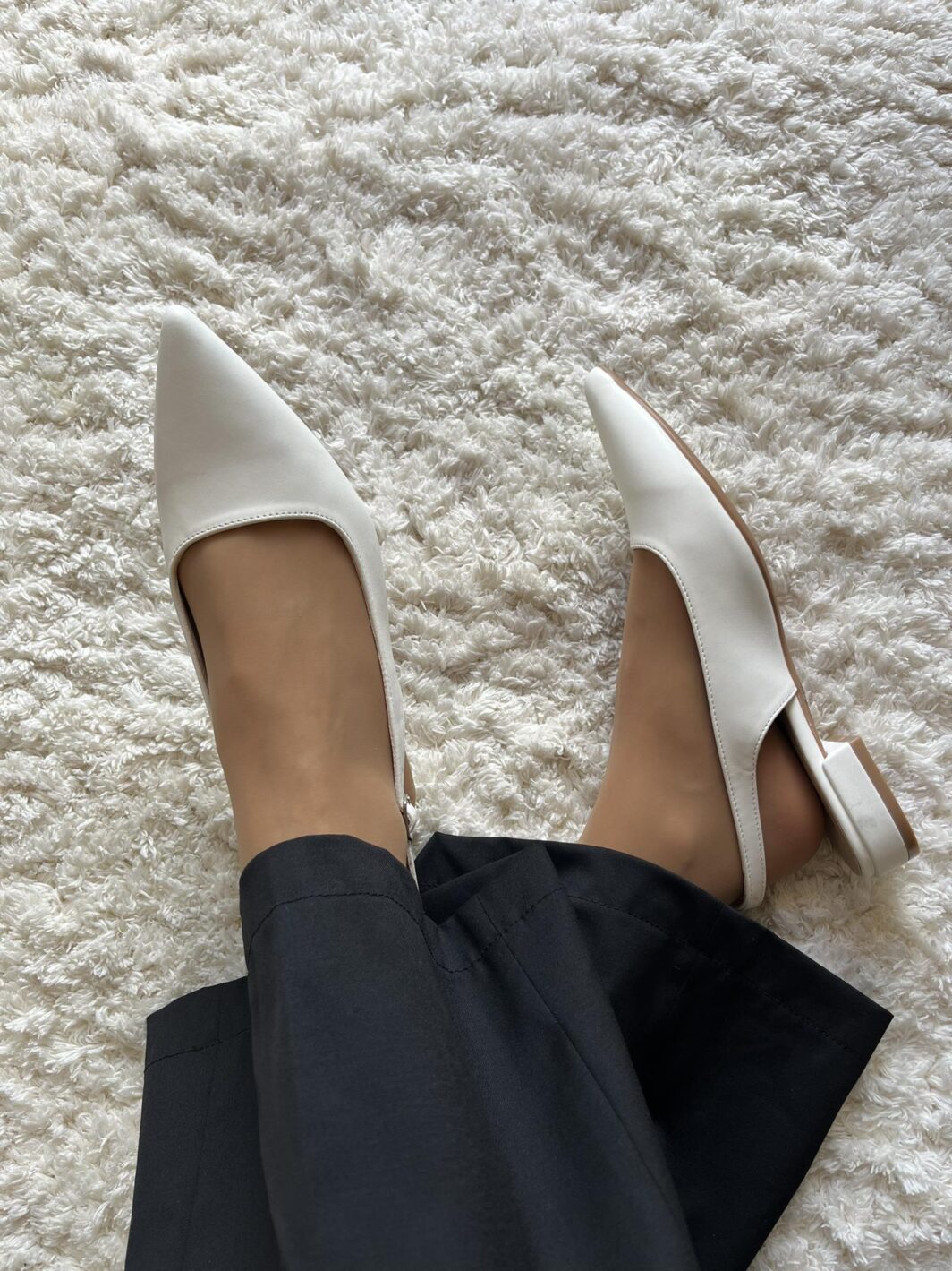 Slingback raso bicudo - Branco