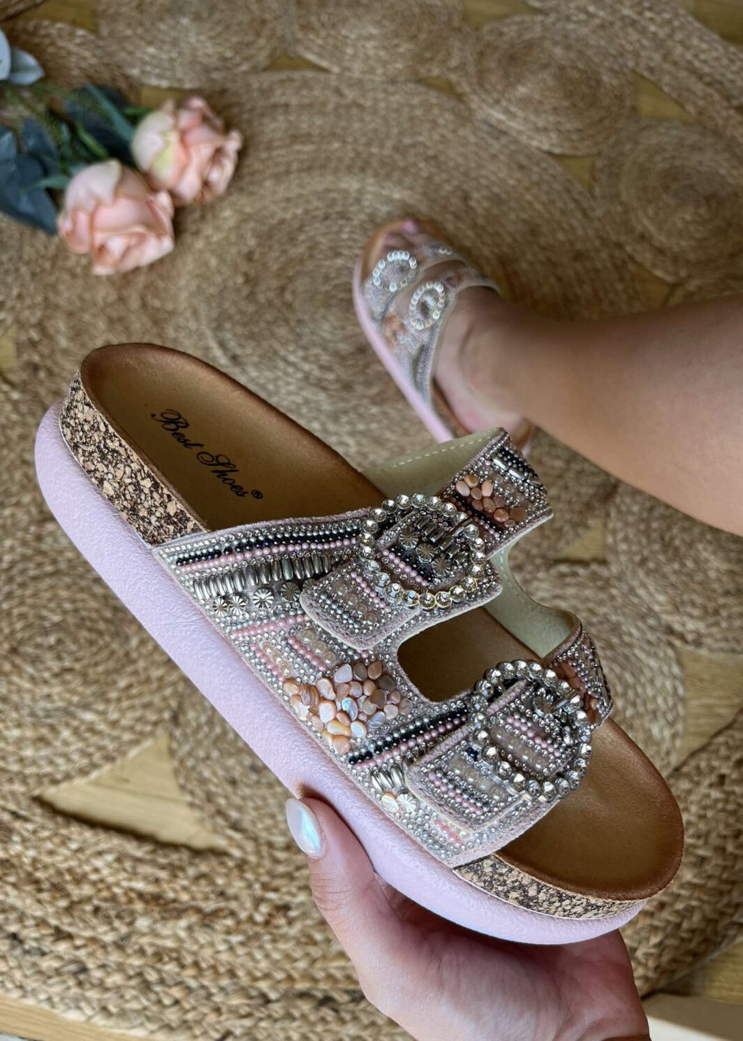 Chinelo Missangas Pink