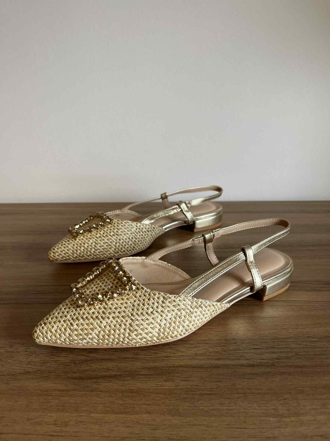 Sapato slingback brilhos - Dourado