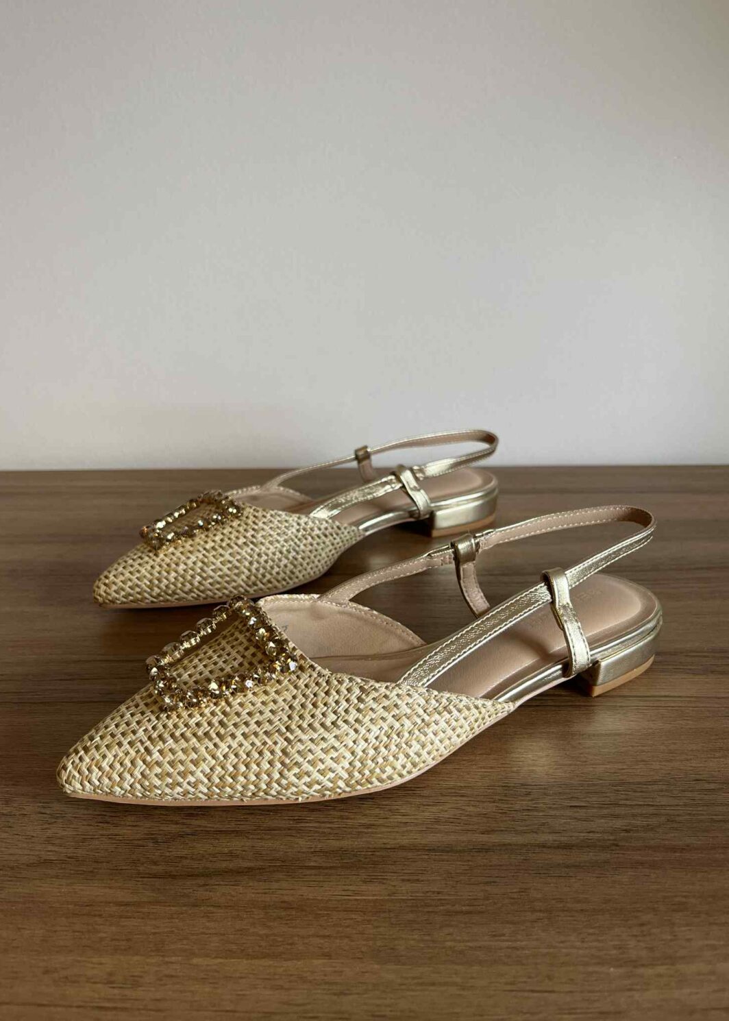 Sapato slingback brilhos - Dourado