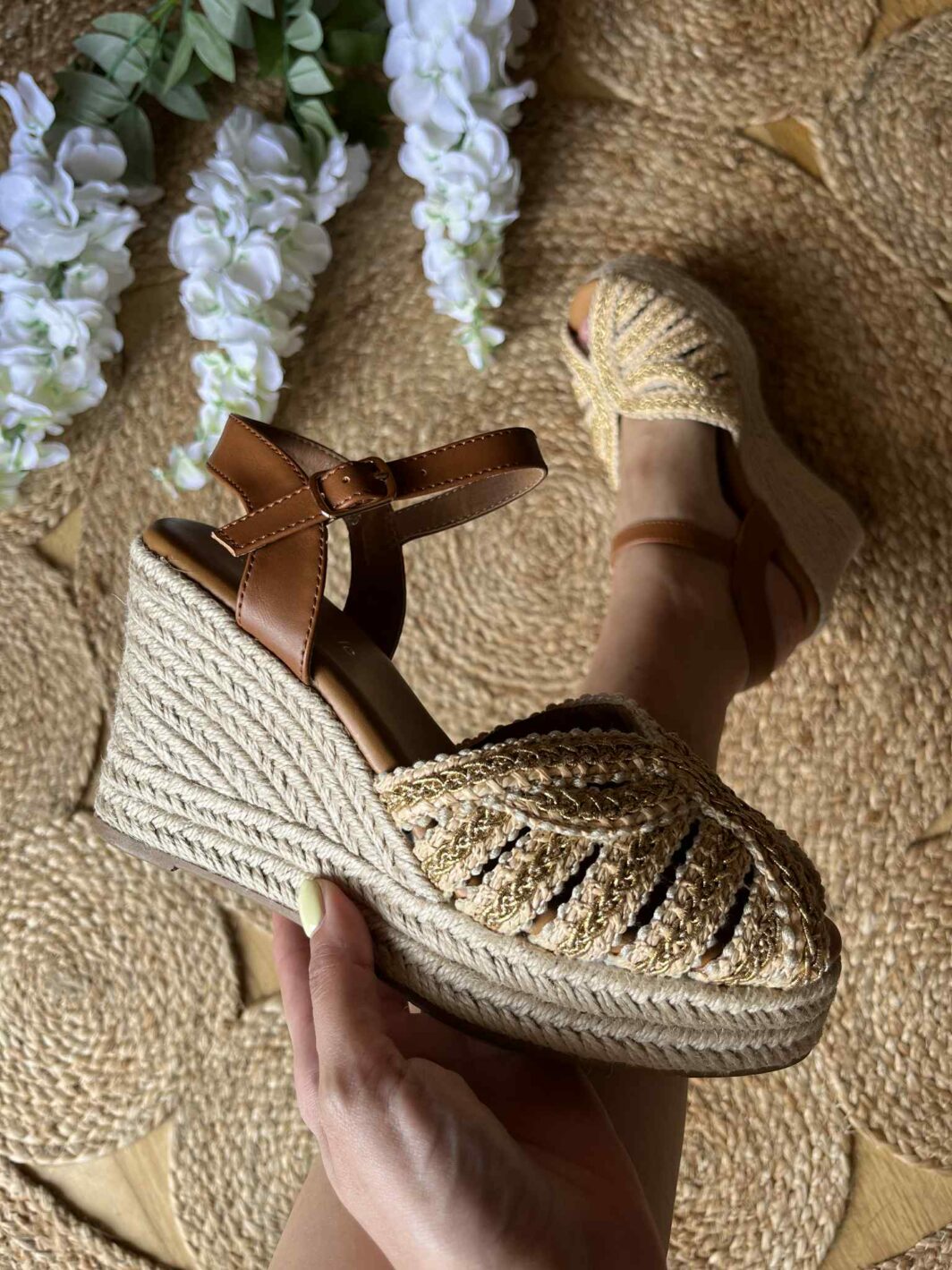 Sandália Cunha Peep Toe - Camel