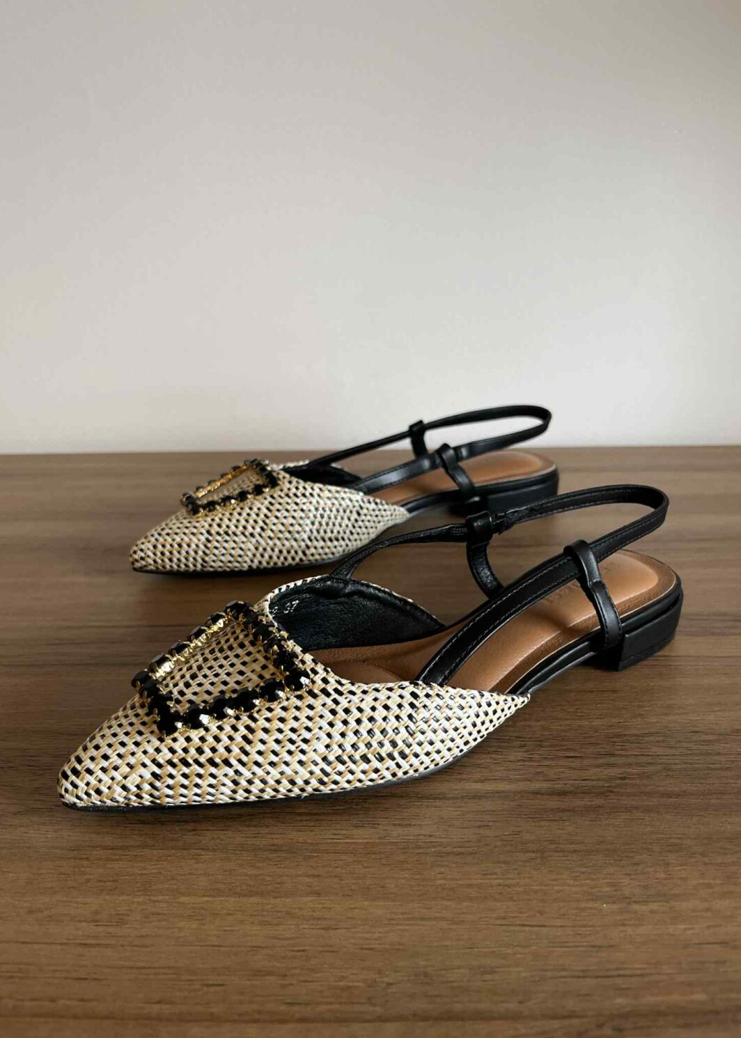 Sapato slingback brilhos - Preto