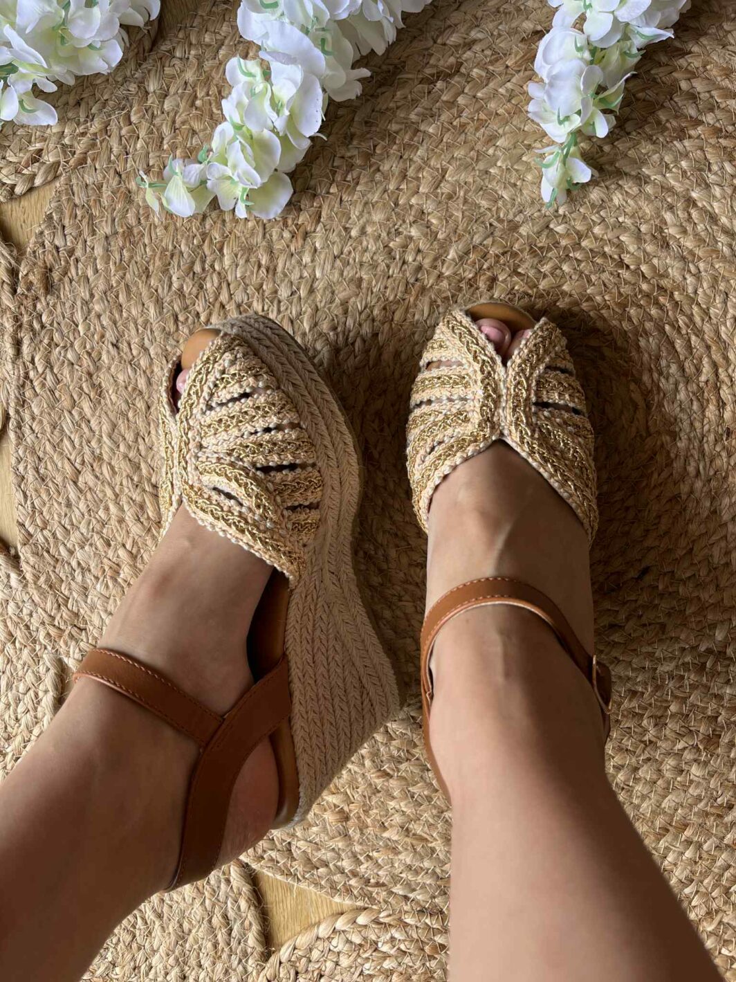 Sandália Cunha Peep Toe - Camel