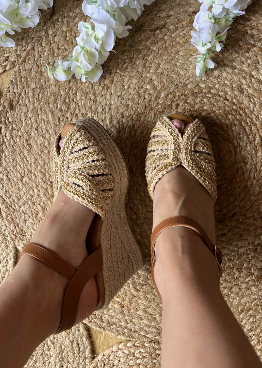 Sandália Cunha Peep Toe - Camel