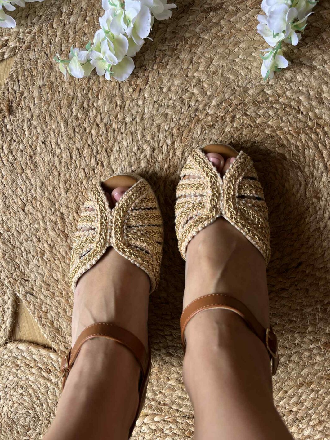 Sandália Cunha Peep Toe - Camel