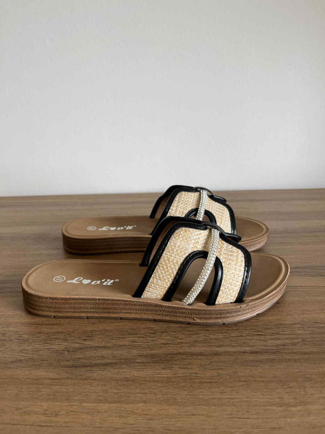 Chinelo Flex Strass - Preto