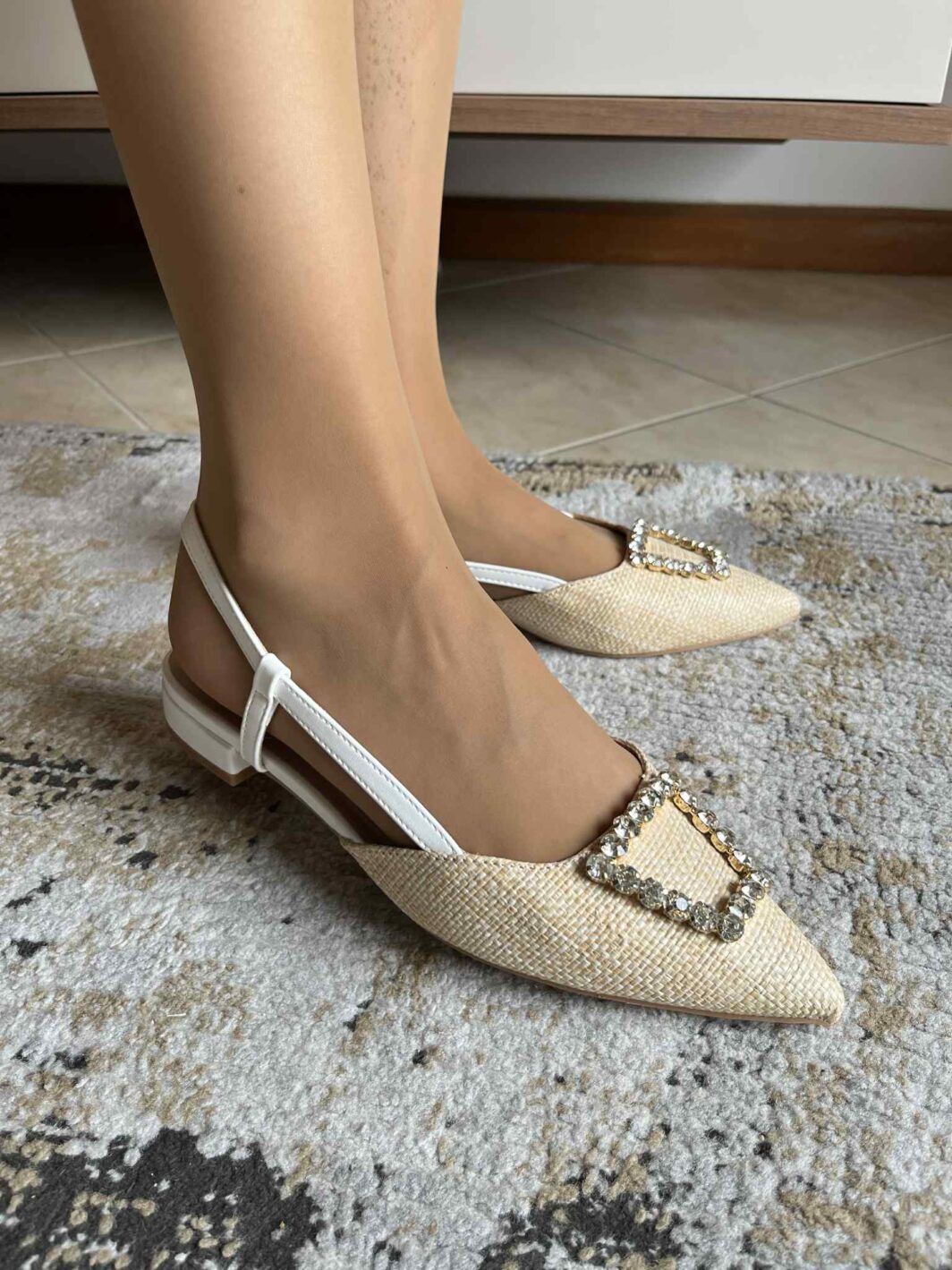 Sapato slingback brilhos - Branco