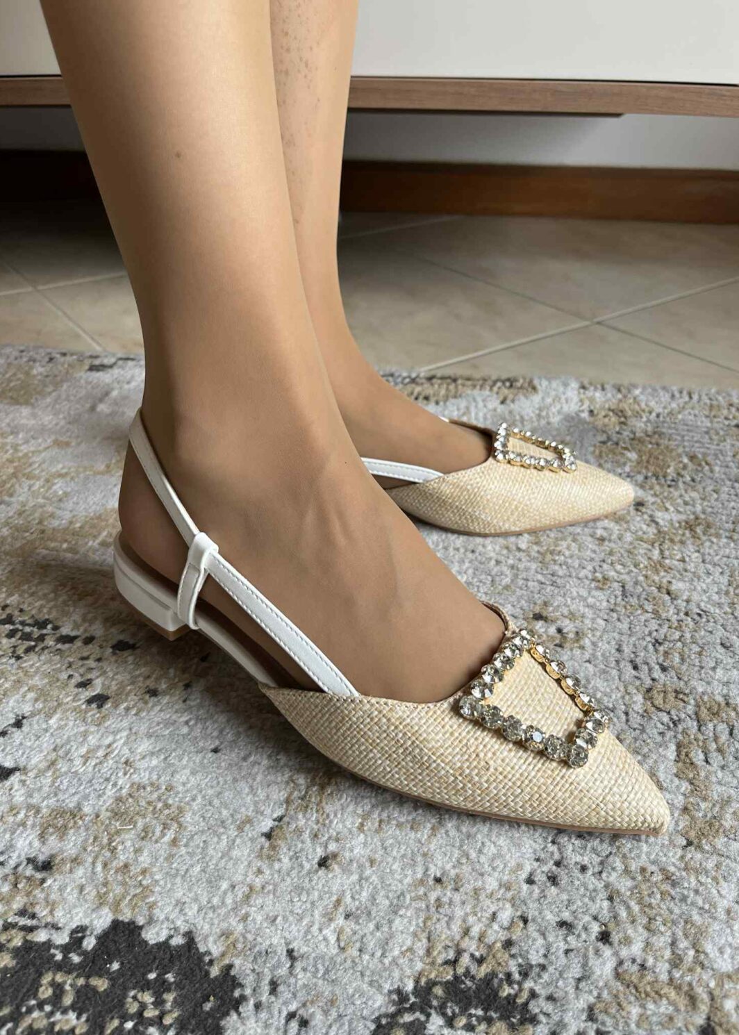 Sapato slingback brilhos - Branco