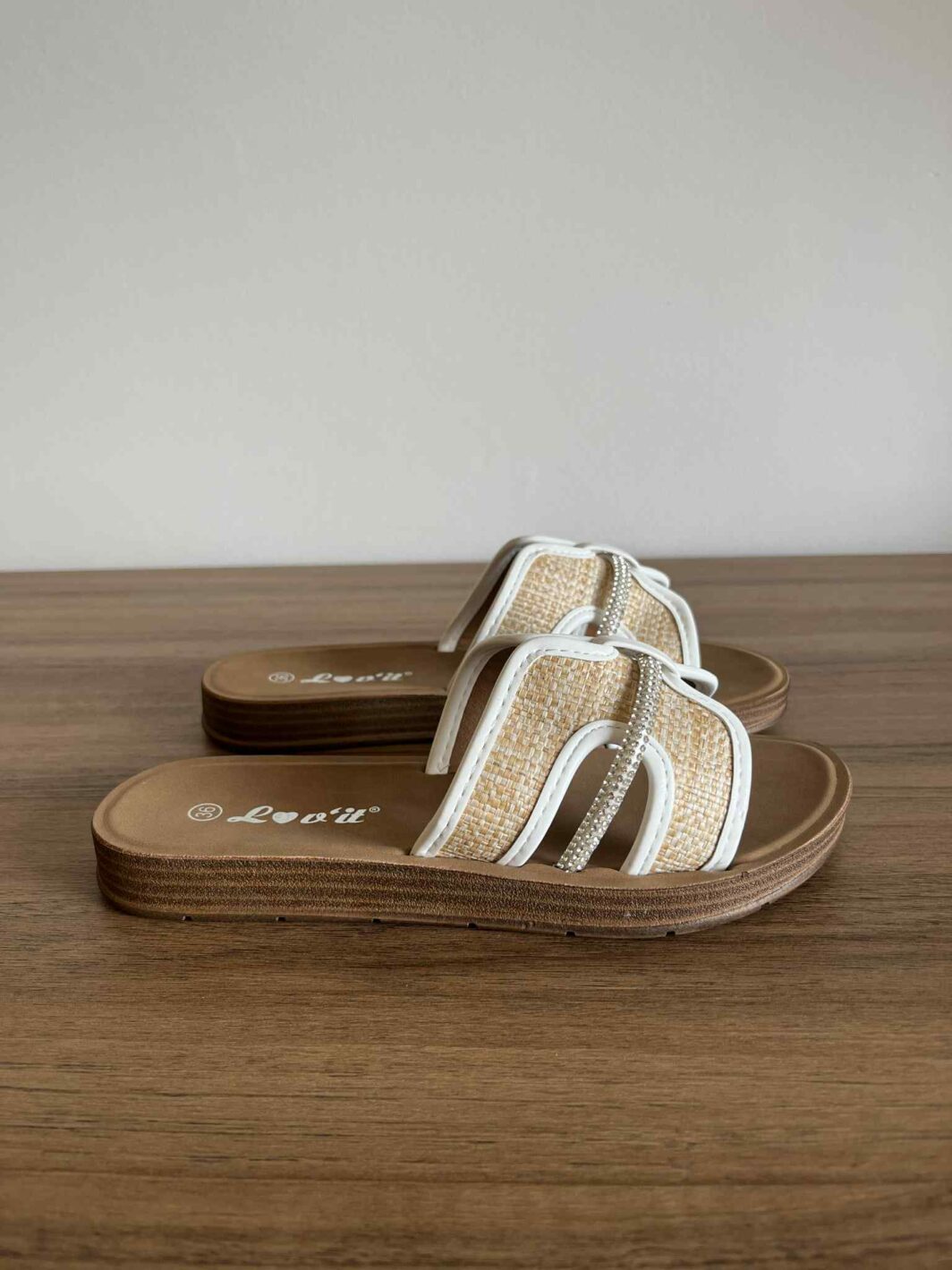 Chinelo Flex Strass - Branco