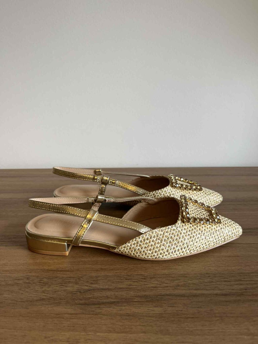 Sapato slingback brilhos - Dourado