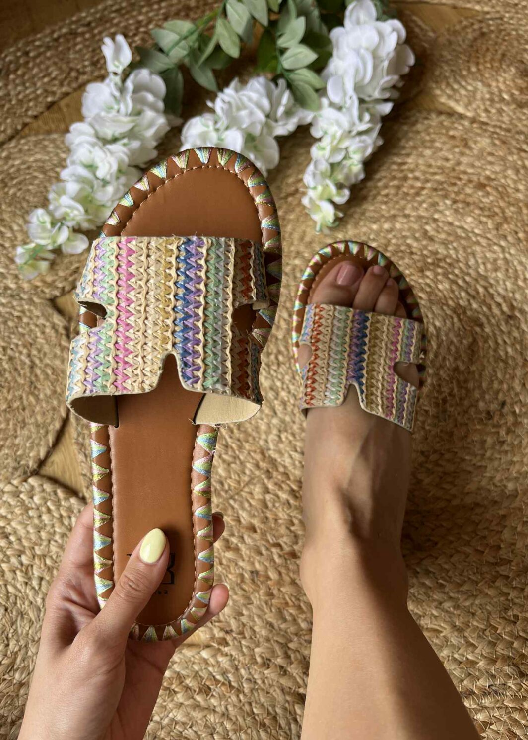 Chinelo Ráfia Multicor