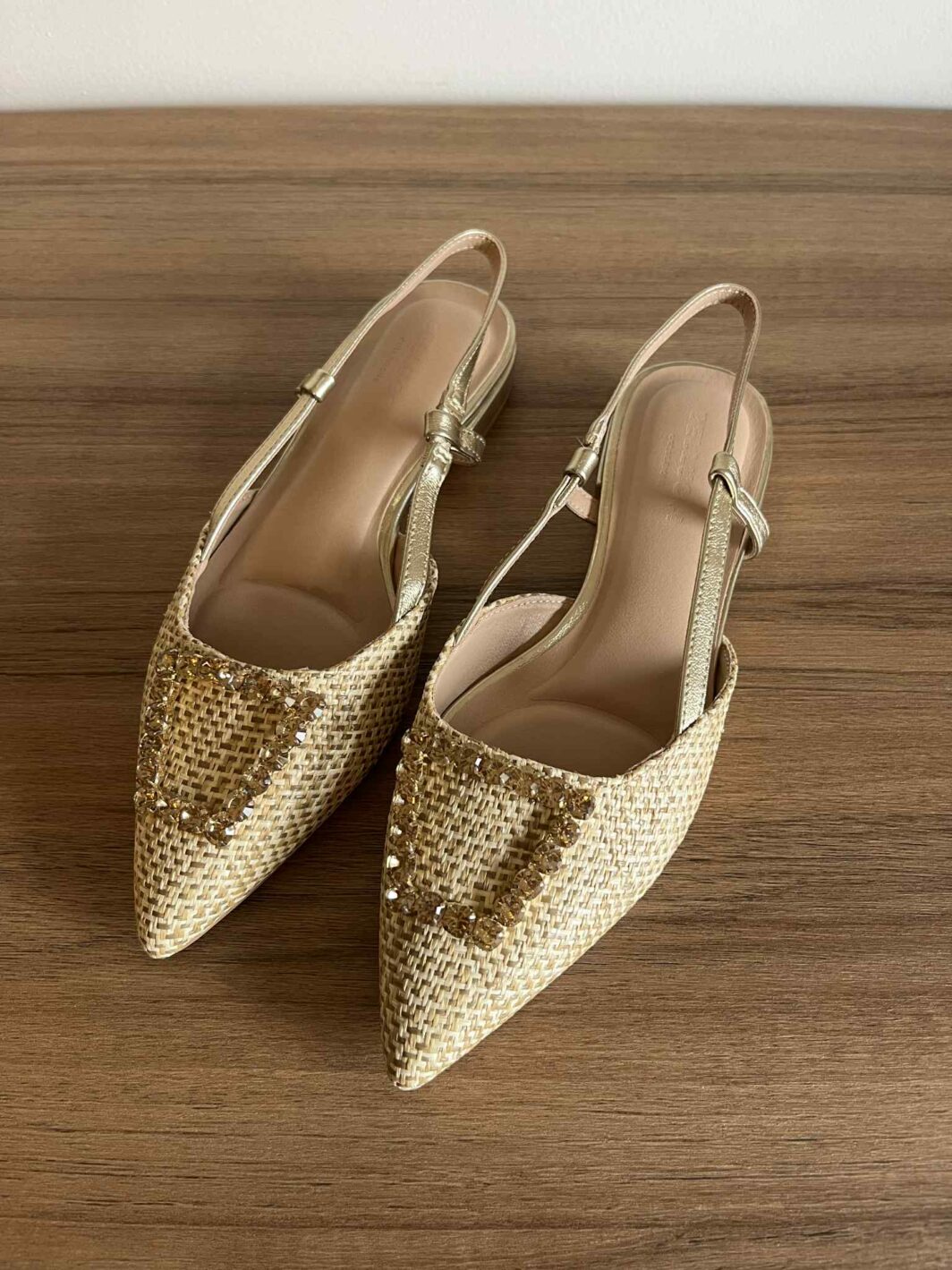 Sapato slingback brilhos - Dourado