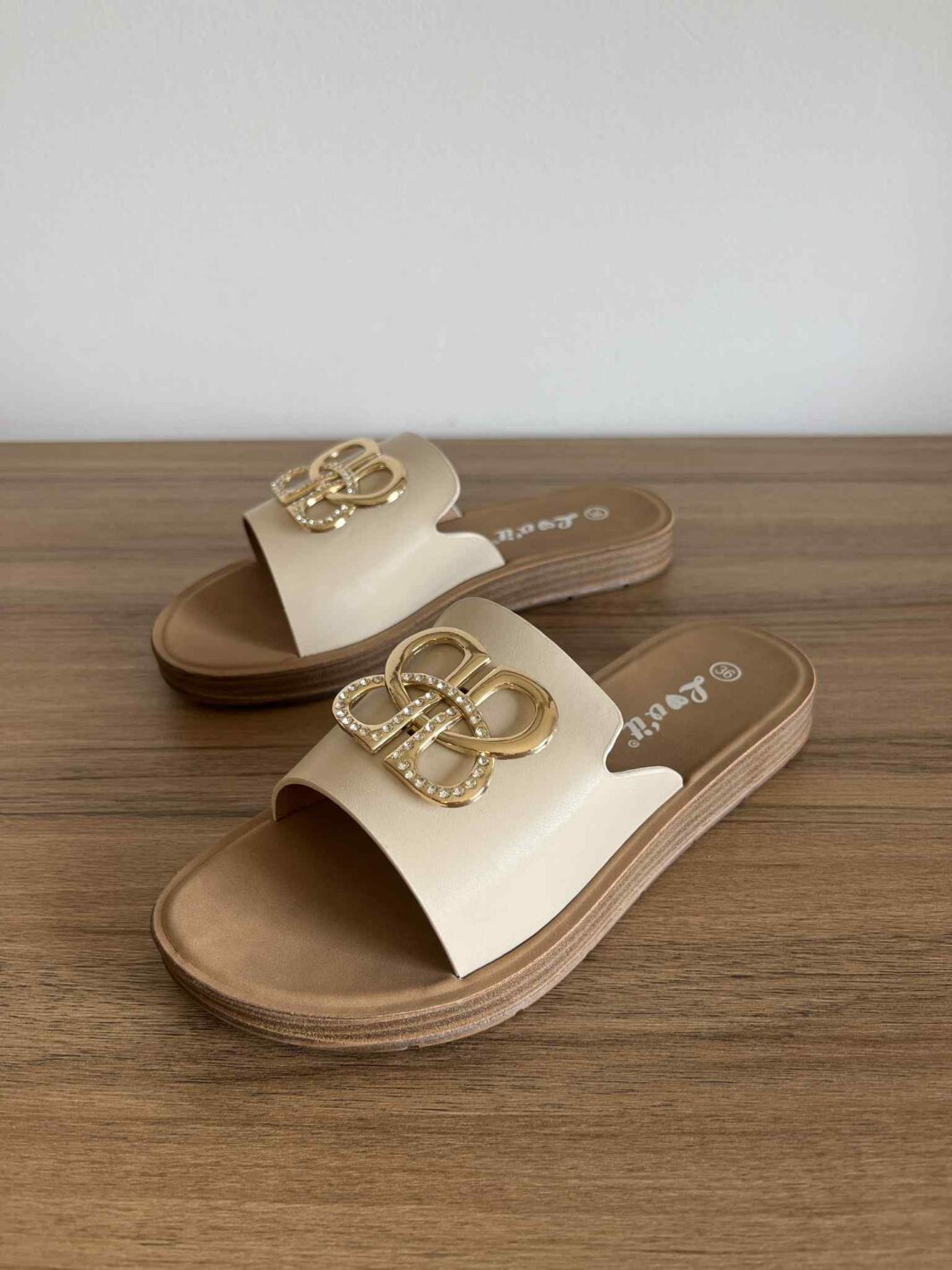 Chinelo Flex com aplicação - Bege