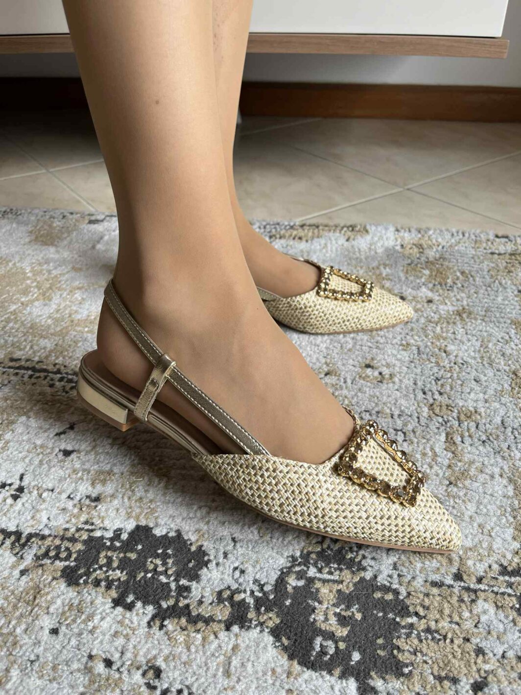 Sapato slingback brilhos - Dourado