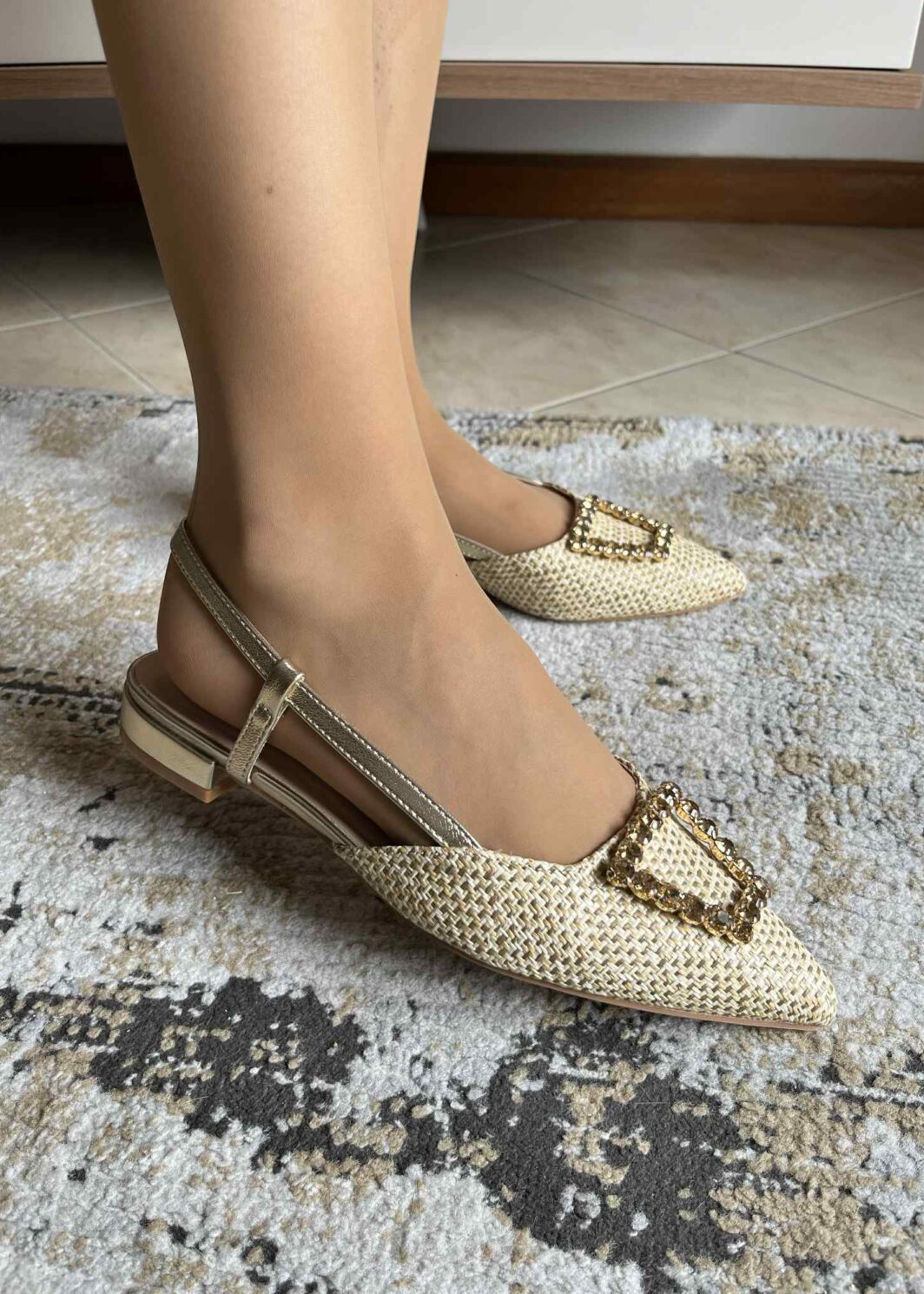 Sapato slingback brilhos - Dourado