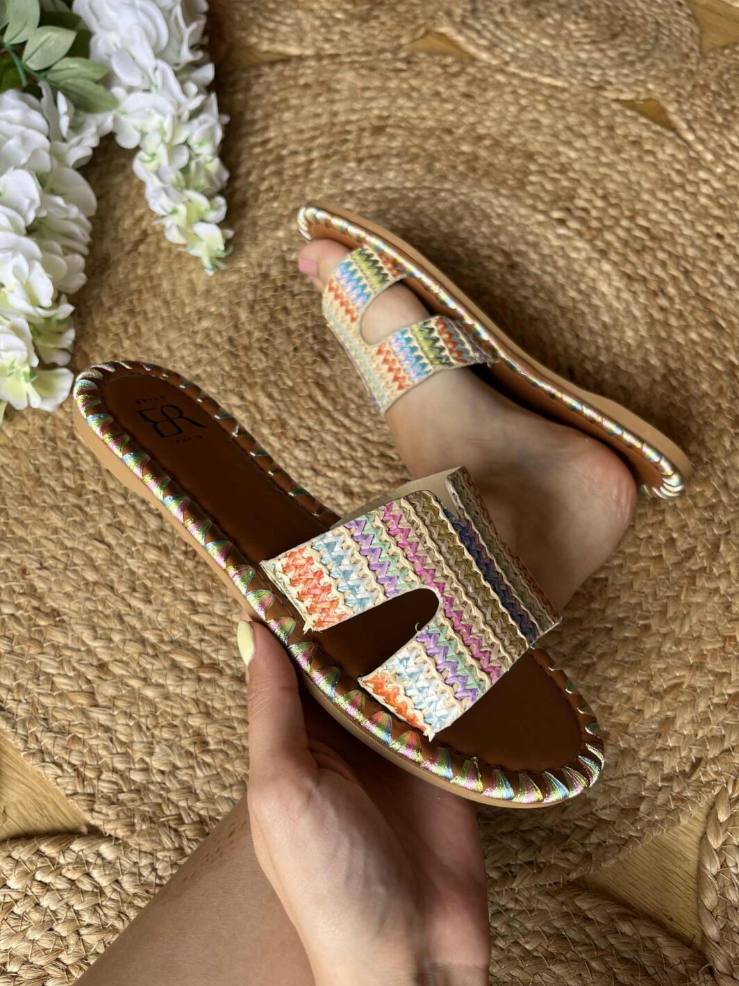 Chinelo Ráfia Multicor