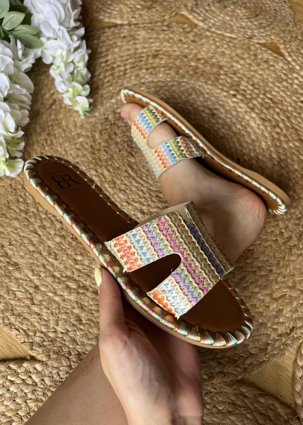 Chinelo Ráfia Multicor