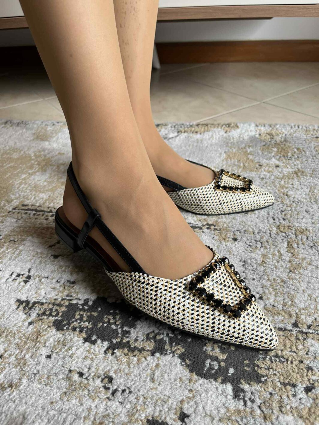 Sapato slingback brilhos - Preto