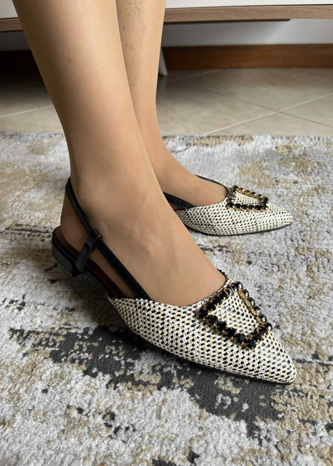Sapato slingback brilhos - Preto
