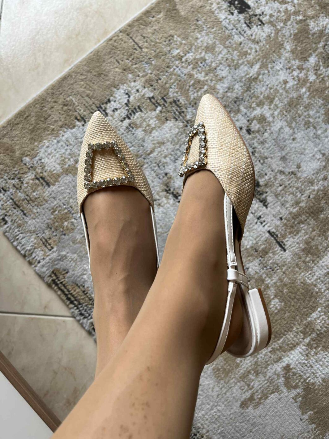 Sapato slingback brilhos - Branco