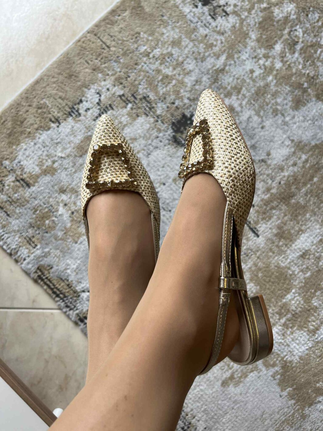 Sapato slingback brilhos - Dourado