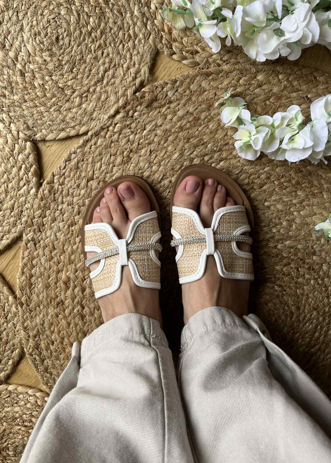 Chinelo Flex Strass - Branco