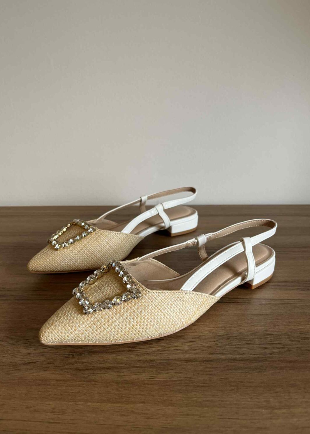 Sapato slingback brilhos - Branco