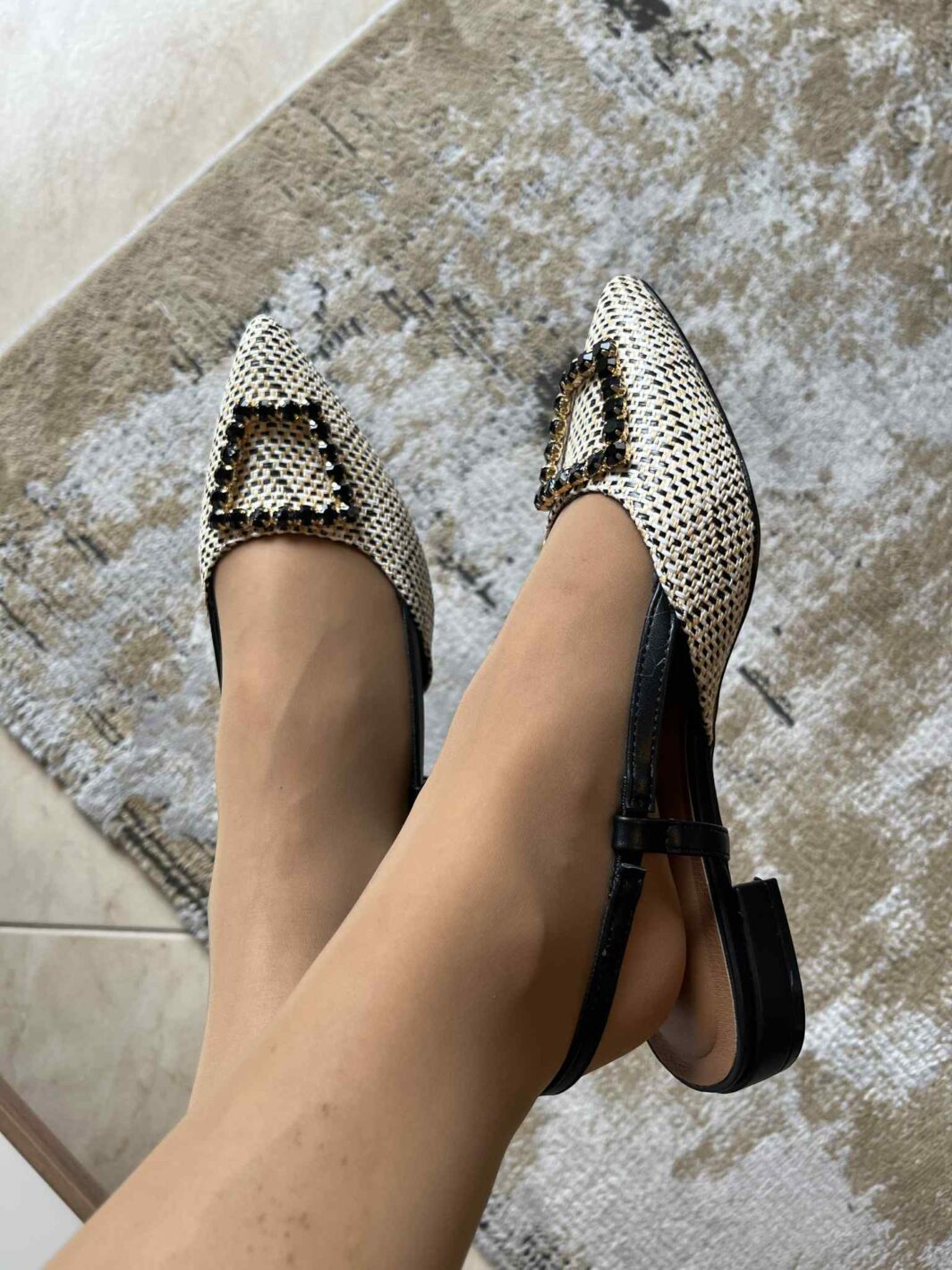 Sapato slingback brilhos - Preto
