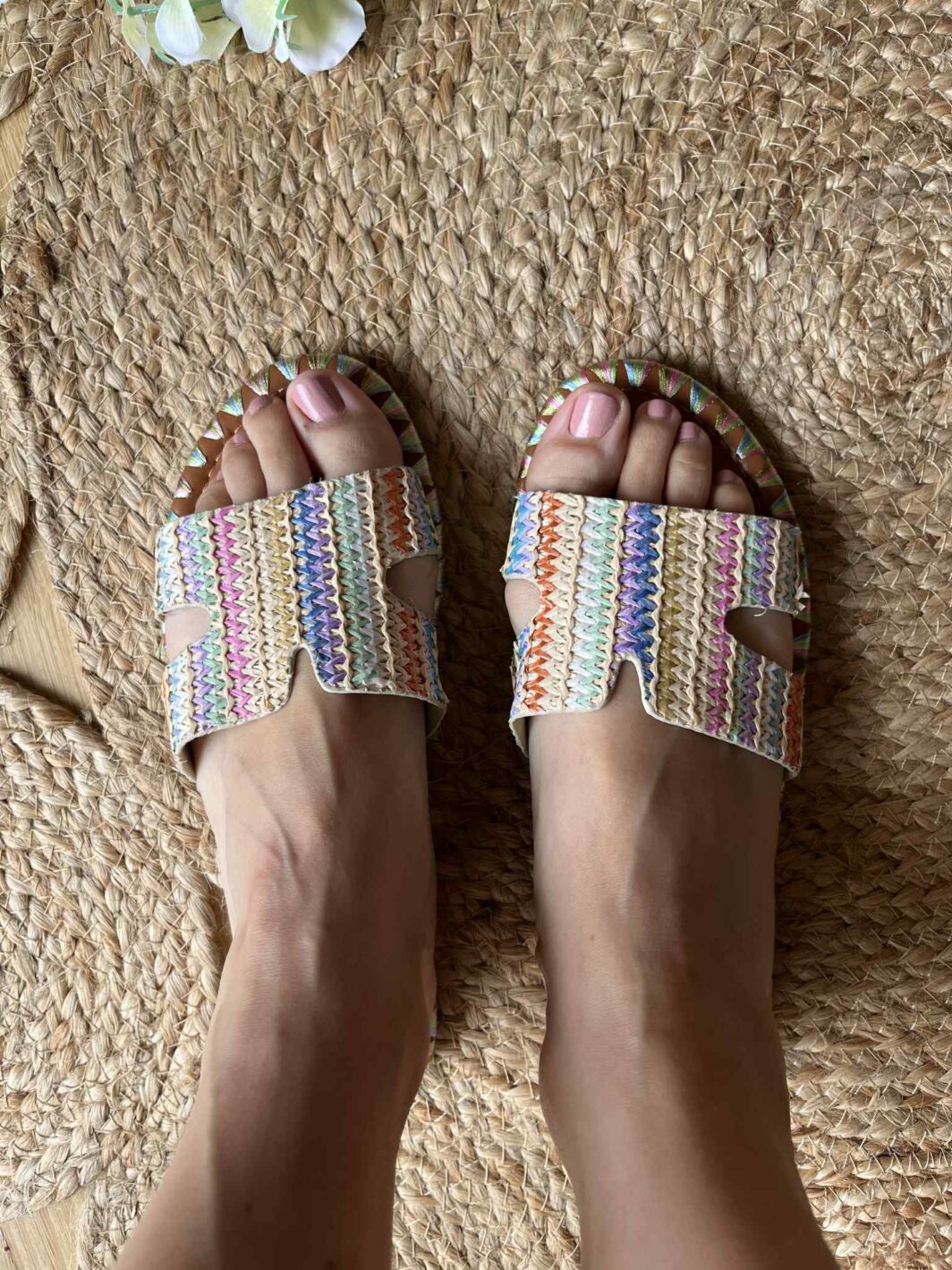 Chinelo Ráfia Multicor