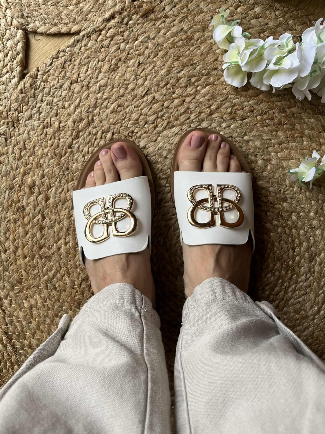Chinelo Flex com aplicação - Branco