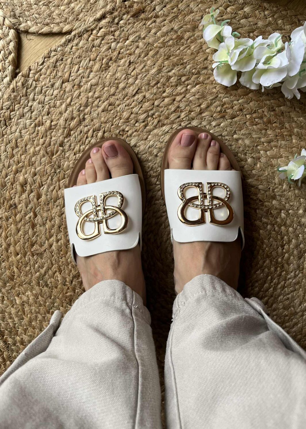 Chinelo Flex com aplicação - Branco