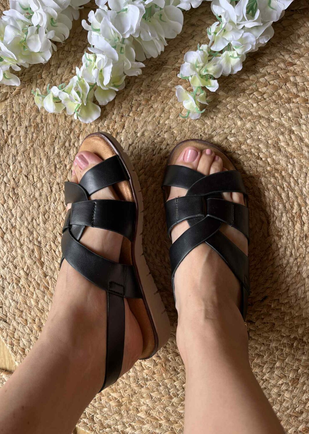 Sandália Cruzada Conforto - Preto