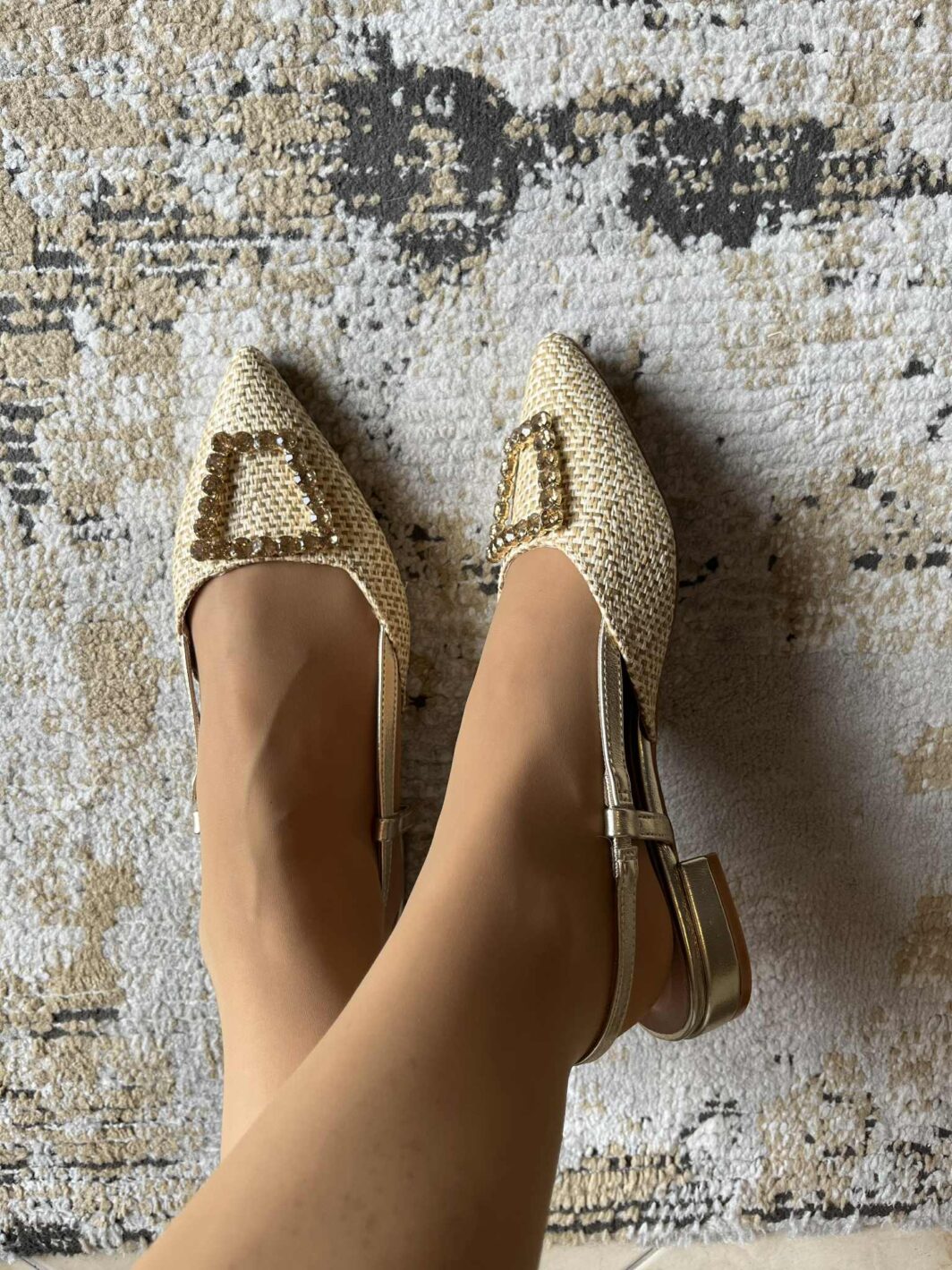 Sapato slingback brilhos - Dourado