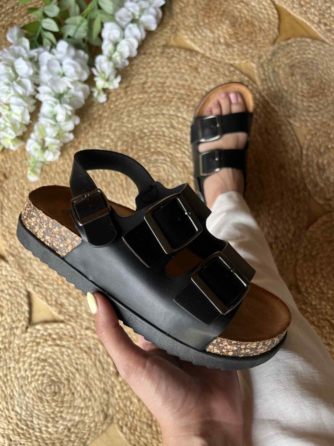 Sandália Fivelas Anatómica - Preto
