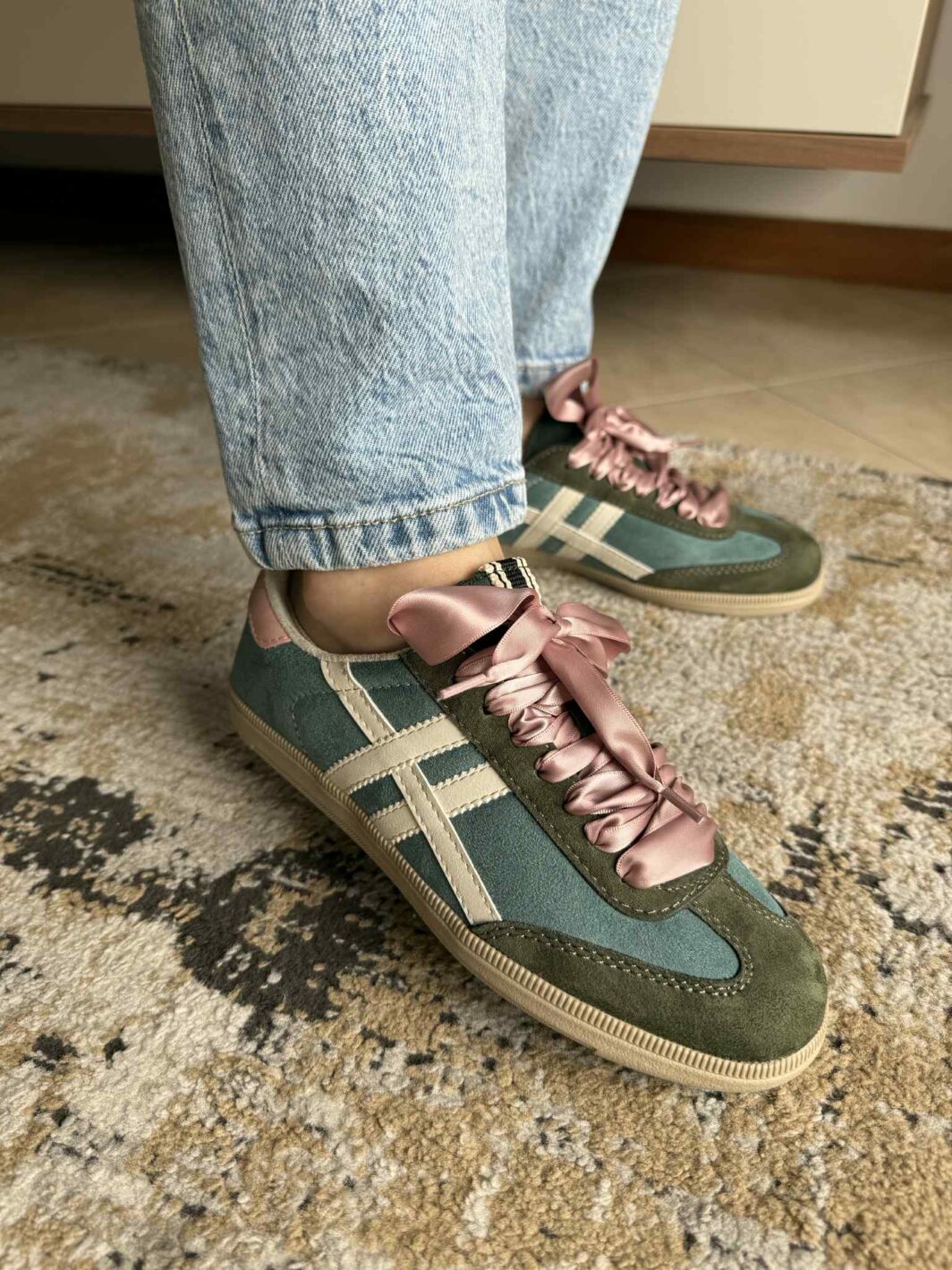 Ténis Corina Satin Green&Pink