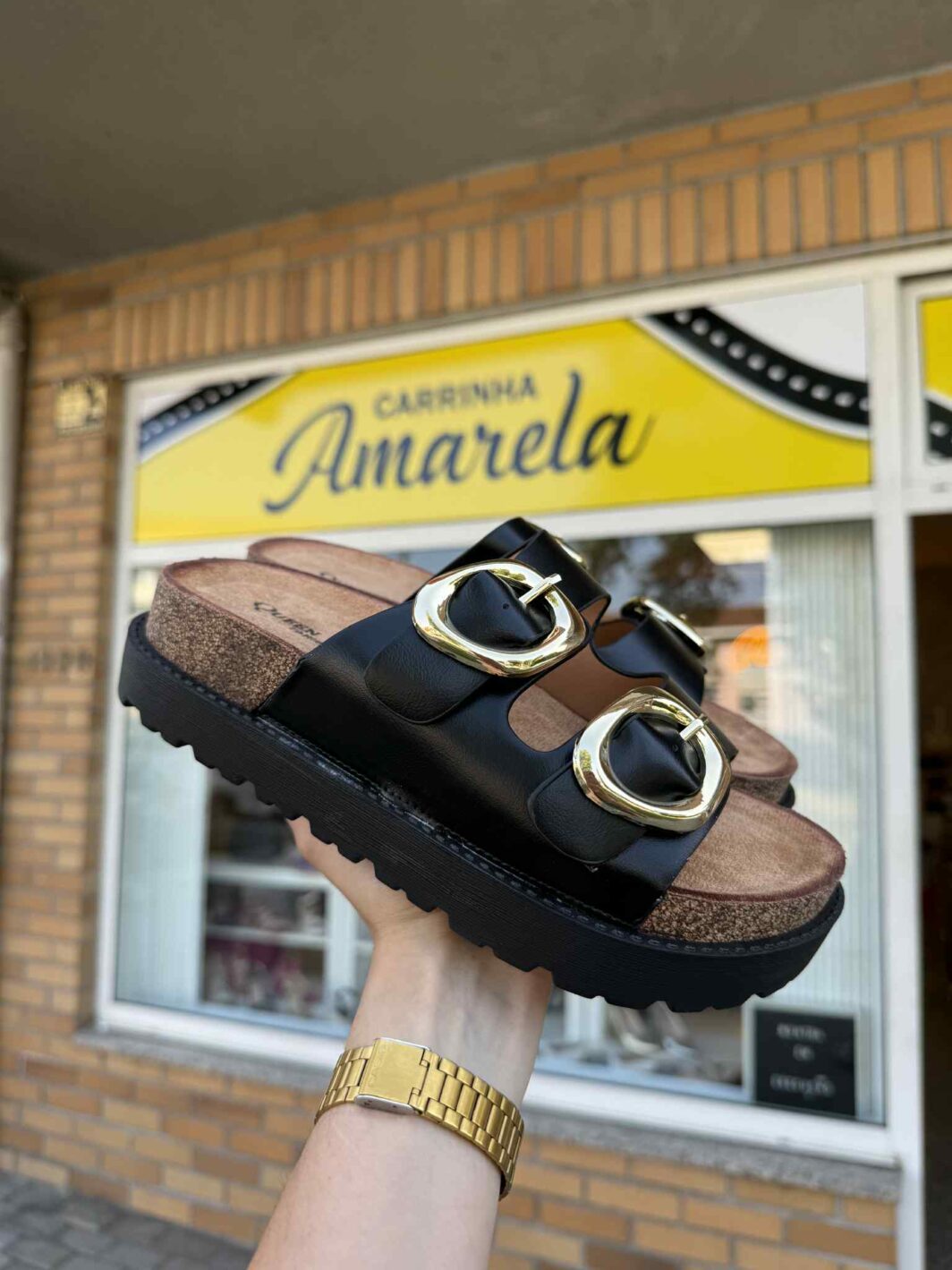 Chinelo Fivelas Chunky - Preto