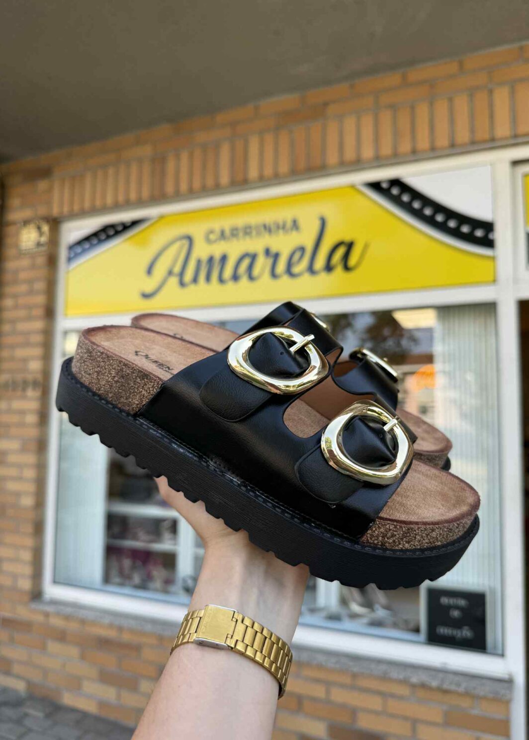 Chinelo Fivelas Chunky - Preto