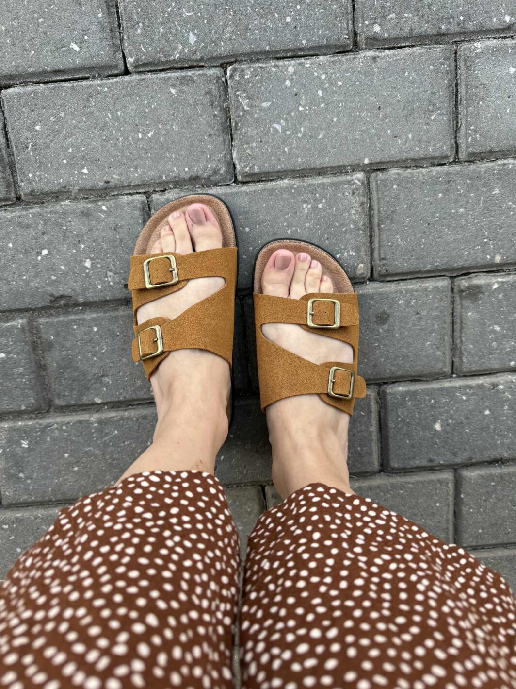 Chinelo Raso Fivelas - Camel