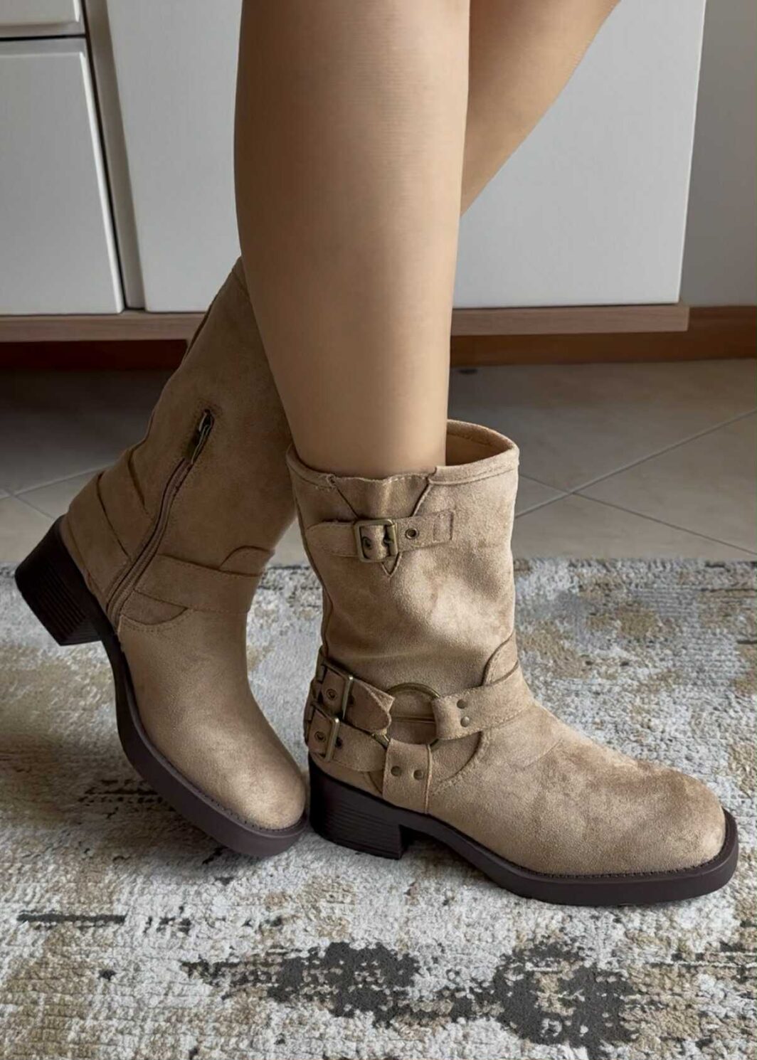 Bota Biker Fivelas - Khaki