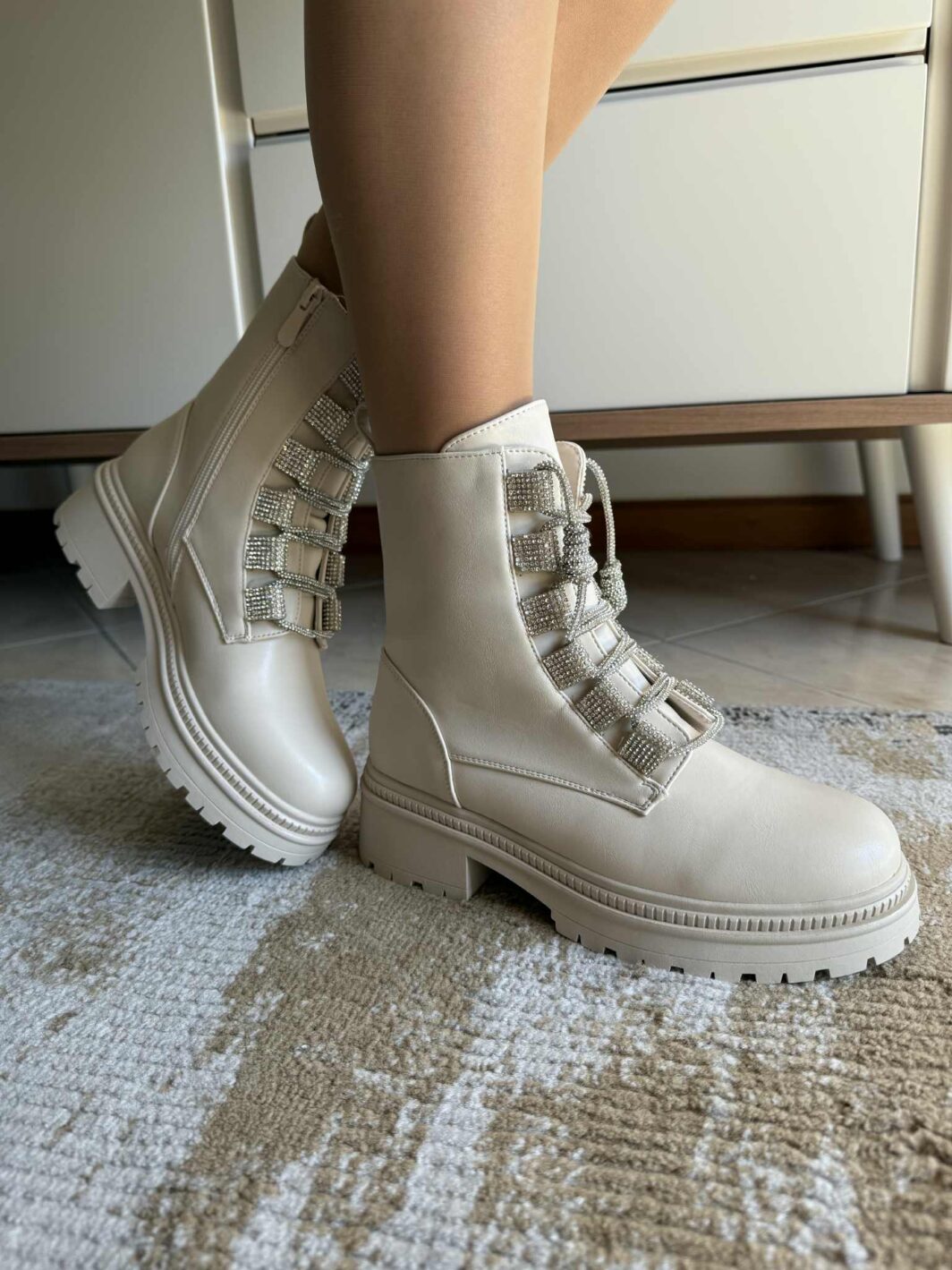 Bota Militar Sparkle Bege