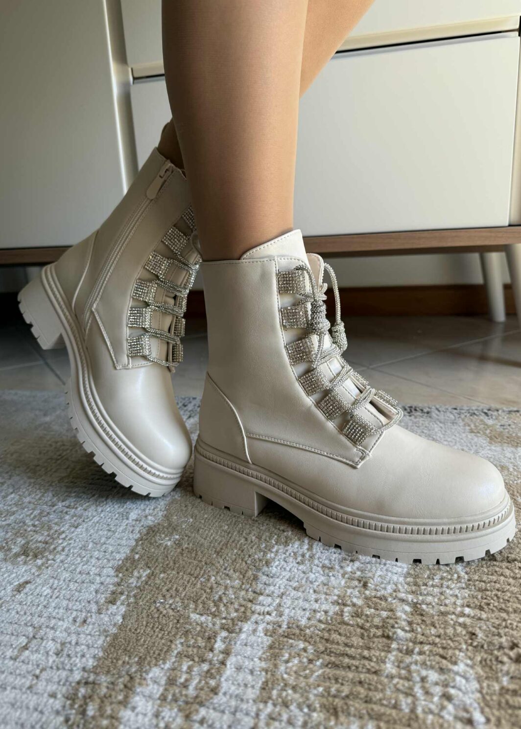 Bota Militar Sparkle Bege