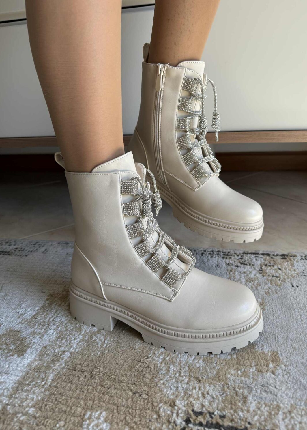 Bota Militar Sparkle Bege