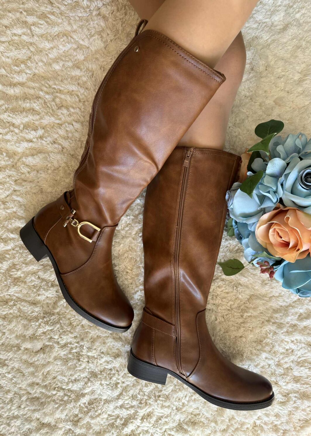 Bota de cano alto baixa - Camel