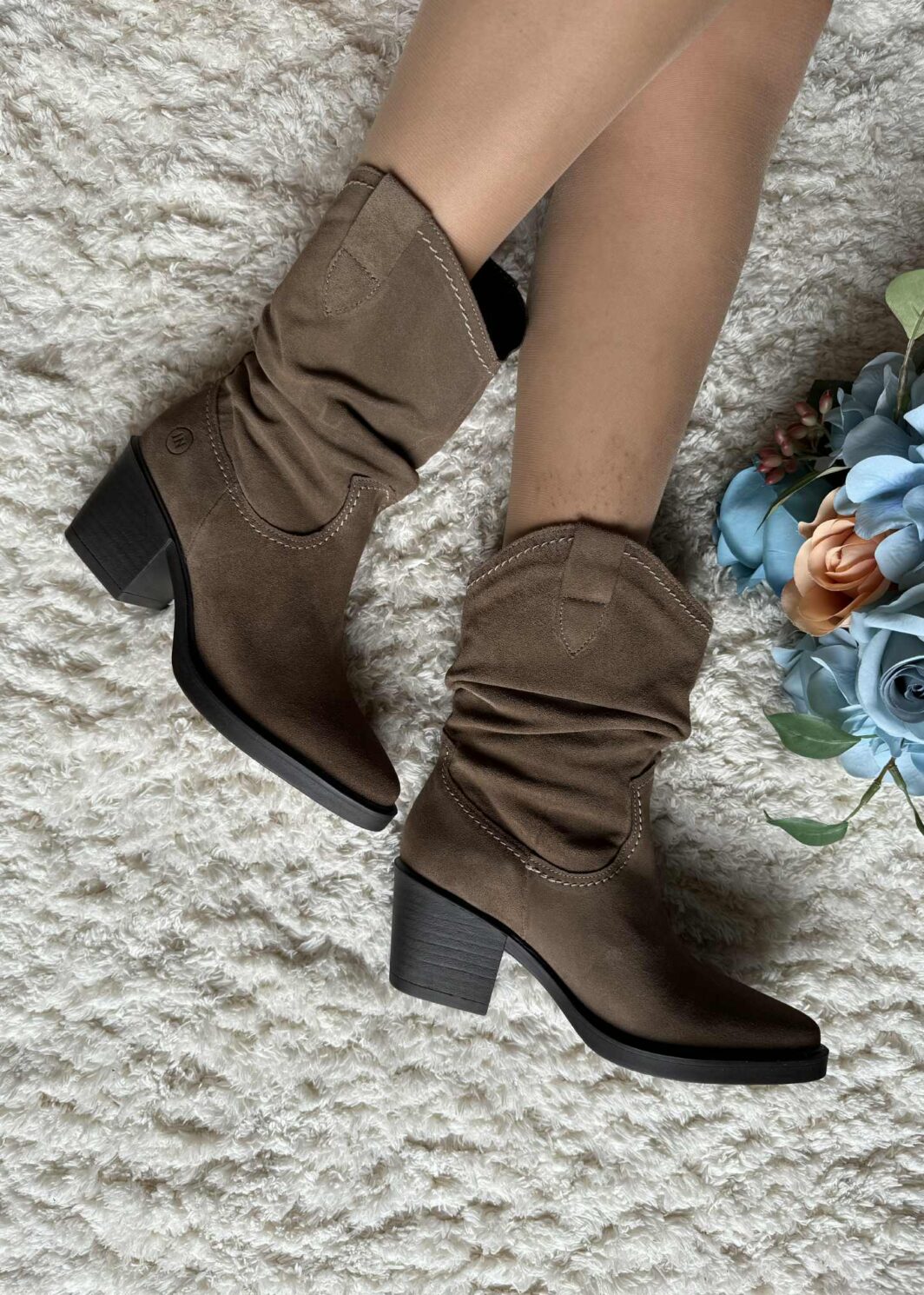 Bota nacional cano enrugado - Taupe