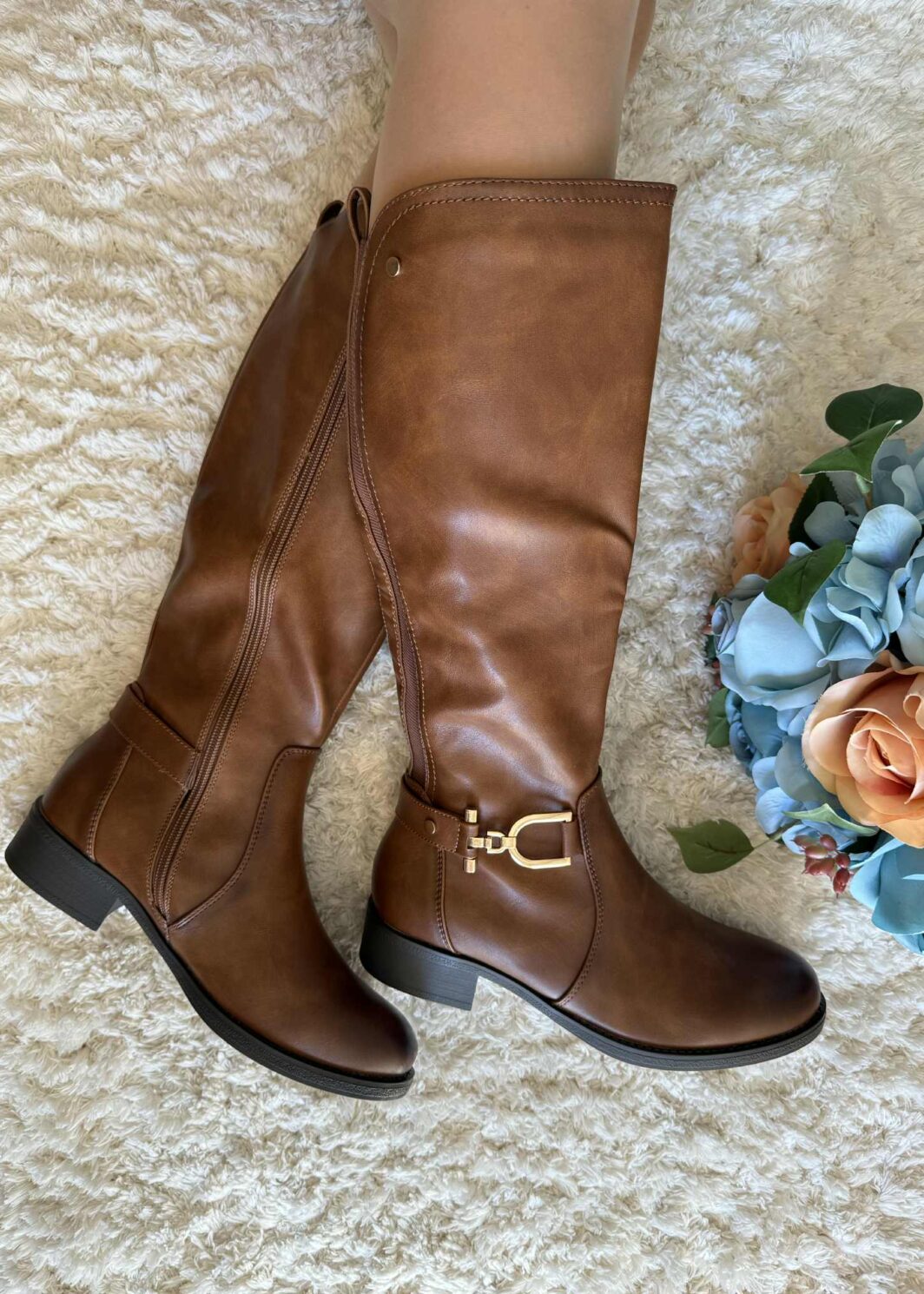 Bota de cano alto baixa - Camel