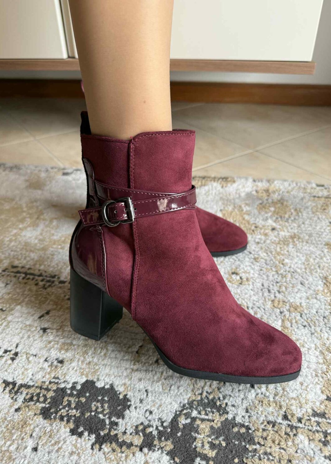 Botim de tacão Bellucci - Bordô