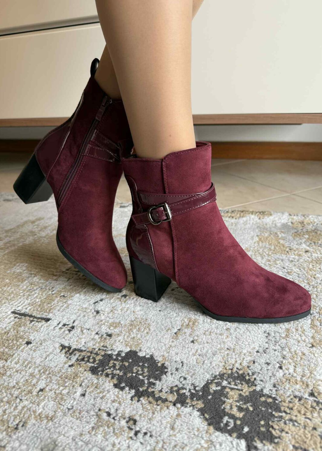 Botim de tacão Bellucci - Bordô