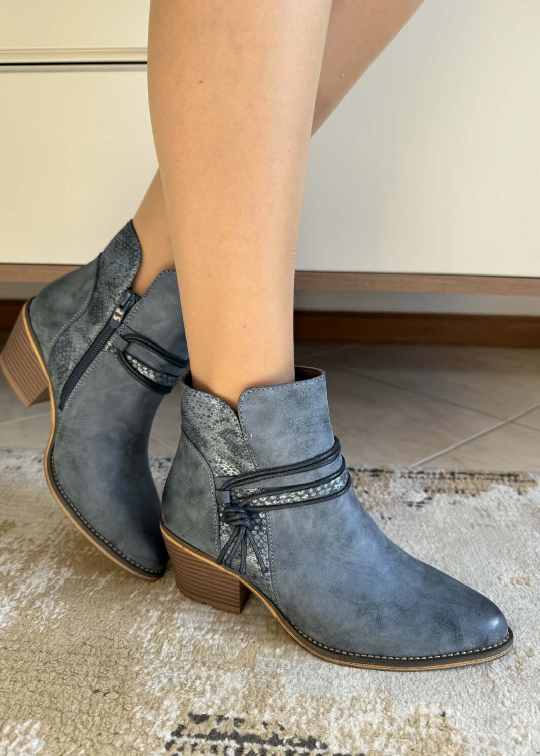 Botim Azul Com Salto Bloco