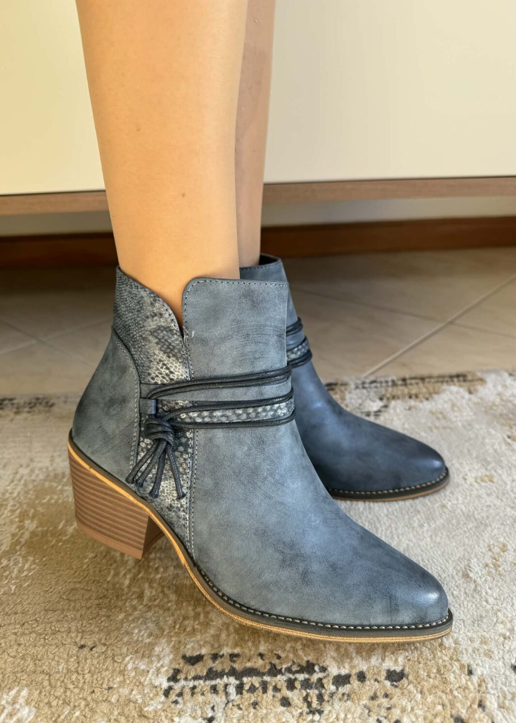 Botim Azul Com Salto Bloco