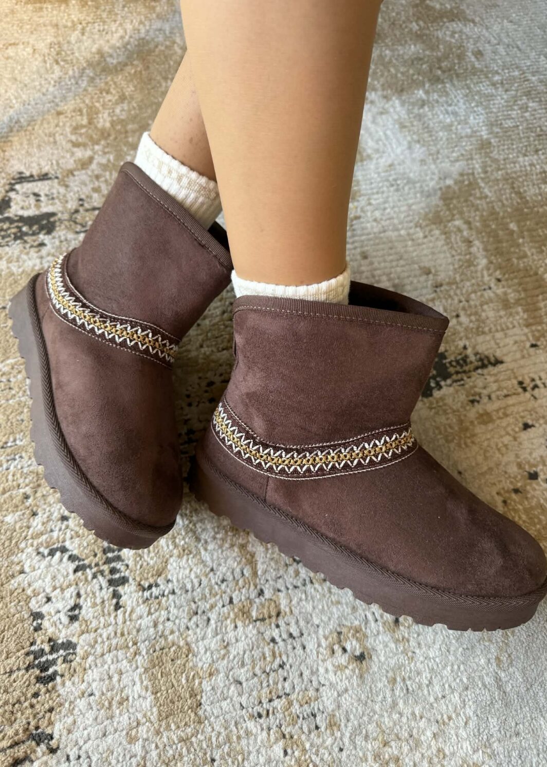 Bota Pantufa Boho - Castanho
